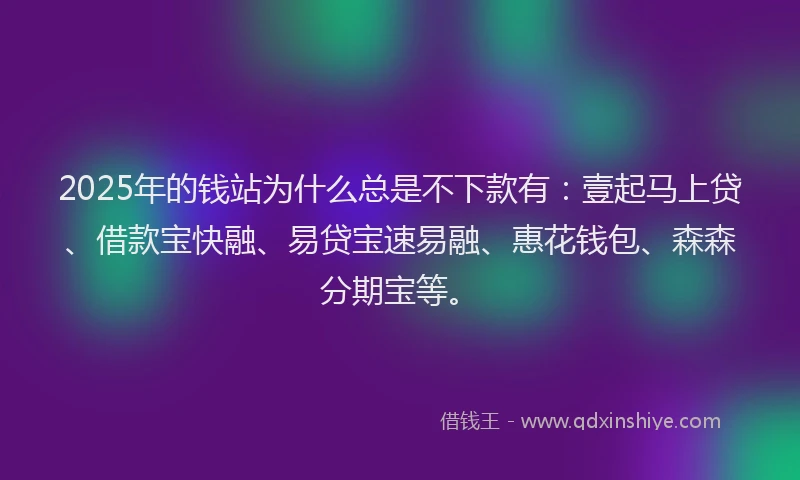 2025年的钱站为什么总是不下款有：壹起马上贷、借款宝快融、易贷宝速易融、惠花钱包、森森分期宝等。