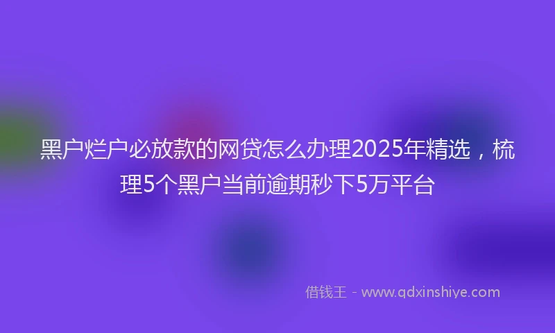 黑户烂户必放款的网贷怎么办理2025年精选，梳理5个黑户当前逾期秒下5万平台