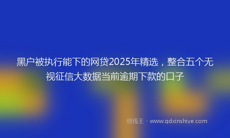 黑户被执行能下的网贷2025年精选，整合五个无视征信大数据当前逾期下款的口子