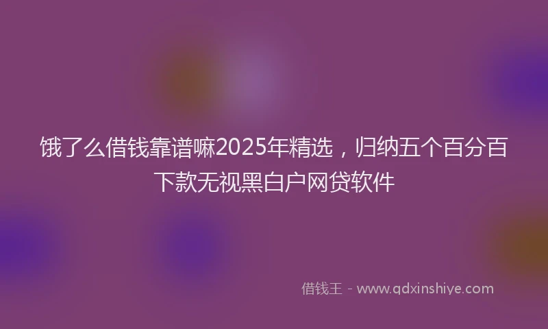 饿了么借钱靠谱嘛2025年精选，归纳五个百分百下款无视黑白户网贷软件