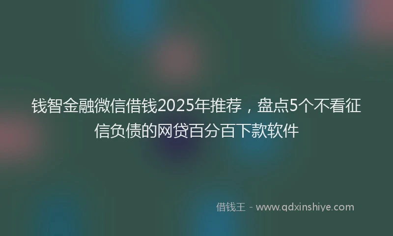 钱智金融微信借钱2025年推荐，盘点5个不看征信负债的网贷百分百下款软件