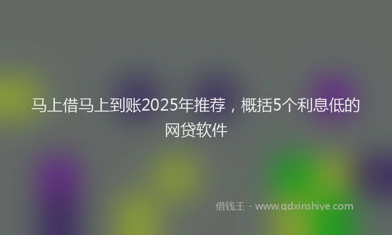马上借马上到账2025年推荐，概括5个利息低的网贷软件