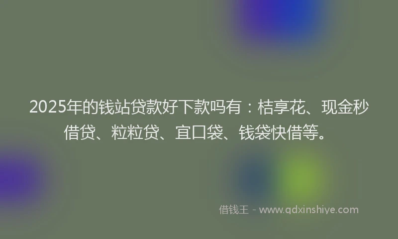 2025年的钱站贷款好下款吗有：桔享花、现金秒借贷、粒粒贷、宜口袋、钱袋快借等。