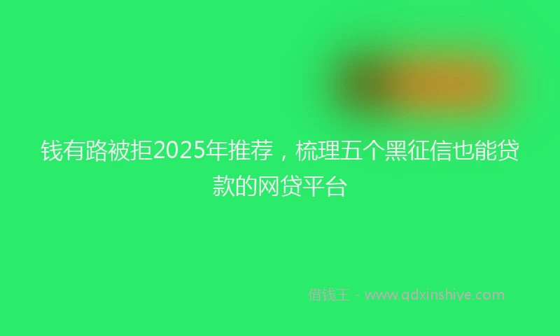 钱有路被拒2025年推荐，梳理五个黑征信也能贷款的网贷平台