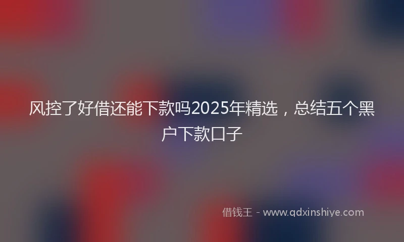 风控了好借还能下款吗2025年精选，总结五个黑户下款口子