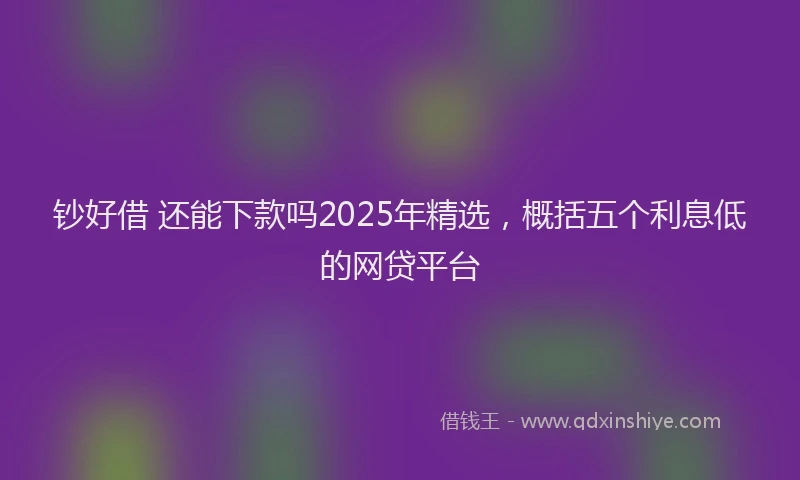钞好借 还能下款吗2025年精选，概括五个利息低的网贷平台