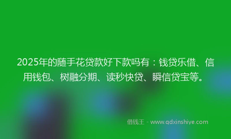 2025年的随手花贷款好下款吗有：钱贷乐借、信用钱包、树融分期、读秒快贷、瞬信贷宝等。