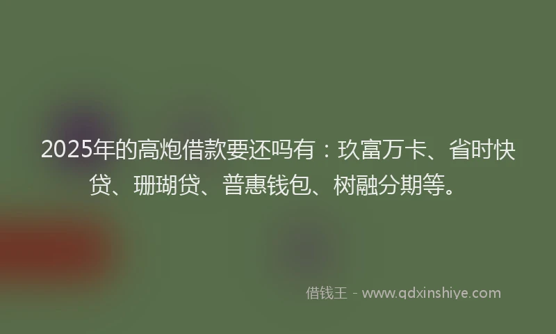 2025年的高炮借款要还吗有：玖富万卡、省时快贷、珊瑚贷、普惠钱包、树融分期等。