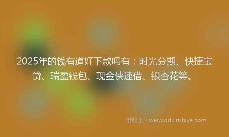 2025年的钱有道好下款吗有：时光分期、快捷宝贷、瑞盈钱包、现金侠速借、银杏花等。
