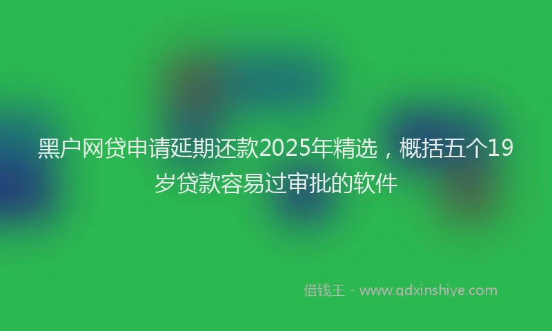 黑户网贷申请延期还款2025年精选，概括五个19岁贷款容易过审批的软件