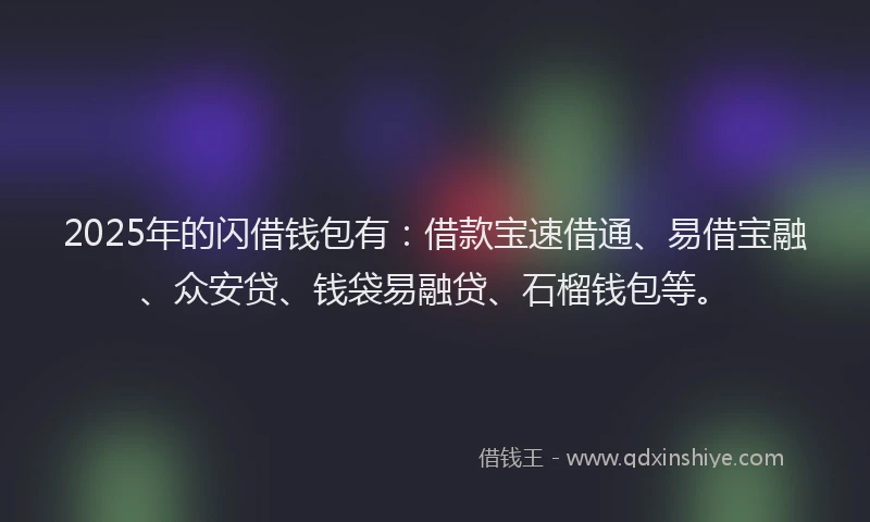 2025年的闪借钱包有：借款宝速借通、易借宝融、众安贷、钱袋易融贷、石榴钱包等。