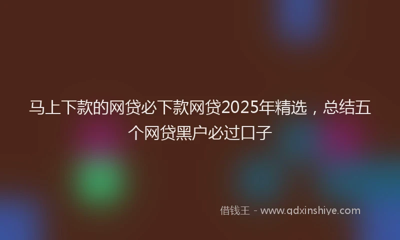 马上下款的网贷必下款网贷2025年精选，总结五个网贷黑户必过口子