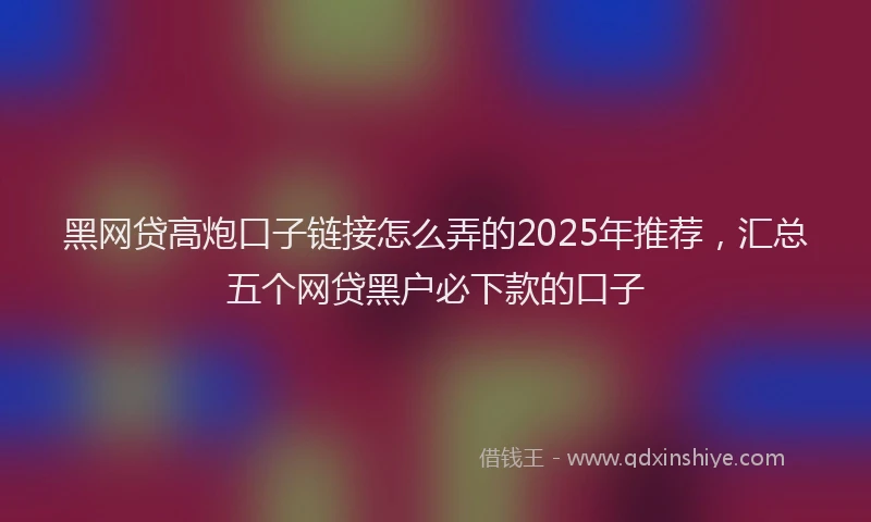 黑网贷高炮口子链接怎么弄的2025年推荐，汇总五个网贷黑户必下款的口子