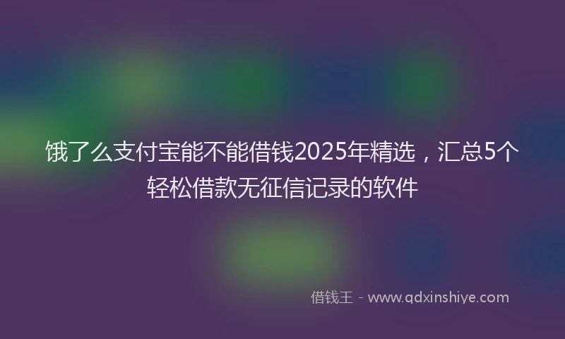 饿了么支付宝能不能借钱2025年精选，汇总5个轻松借款无征信记录的软件