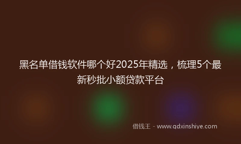黑名单借钱软件哪个好2025年精选，梳理5个最新秒批小额贷款平台