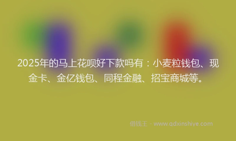 2025年的马上花呗好下款吗有：小麦粒钱包、现金卡、金亿钱包、同程金融、招宝商城等。
