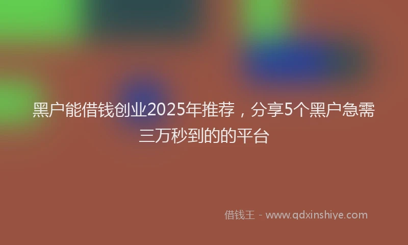 黑户能借钱创业2025年推荐，分享5个黑户急需三万秒到的的平台