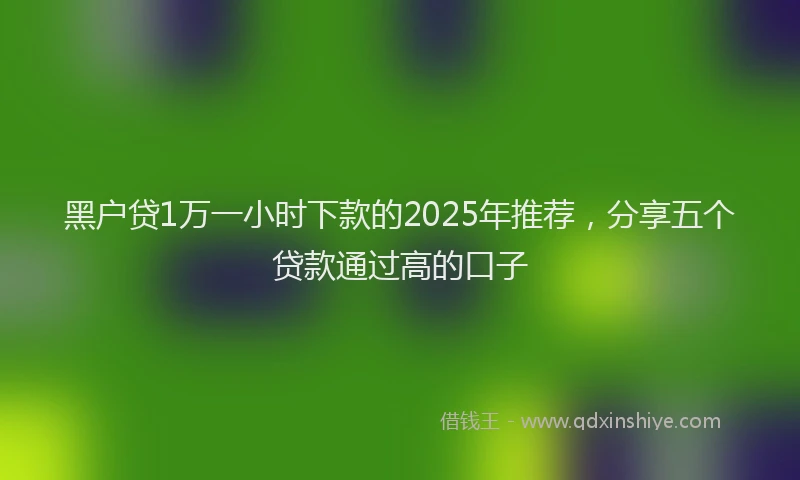 黑户贷1万一小时下款的2025年推荐，分享五个贷款通过高的口子
