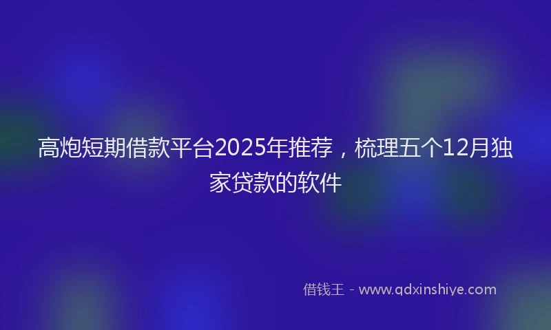 高炮短期借款平台2025年推荐，梳理五个12月独家贷款的软件