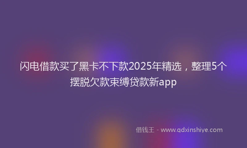 闪电借款买了黑卡不下款2025年精选，整理5个摆脱欠款束缚贷款新app