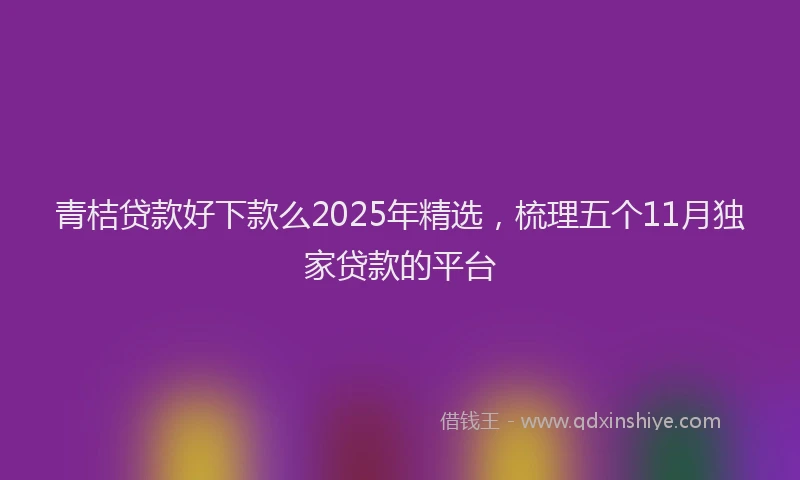 青桔贷款好下款么2025年精选，梳理五个11月独家贷款的平台