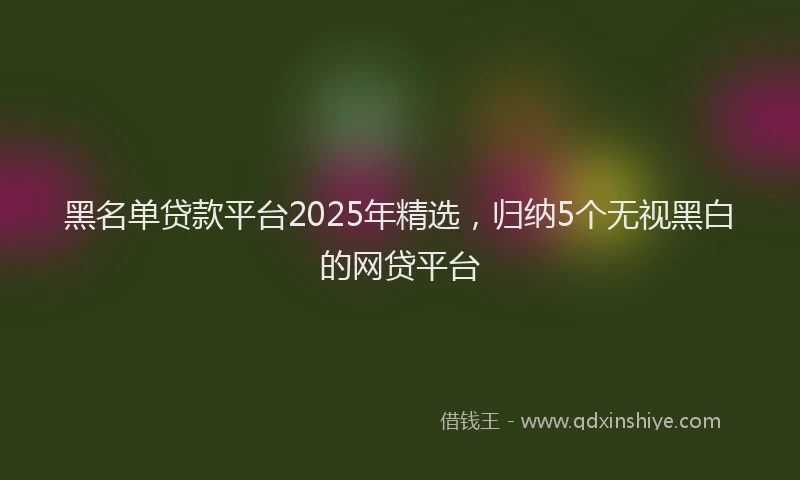 黑名单贷款平台2025年精选，归纳5个无视黑白的网贷平台