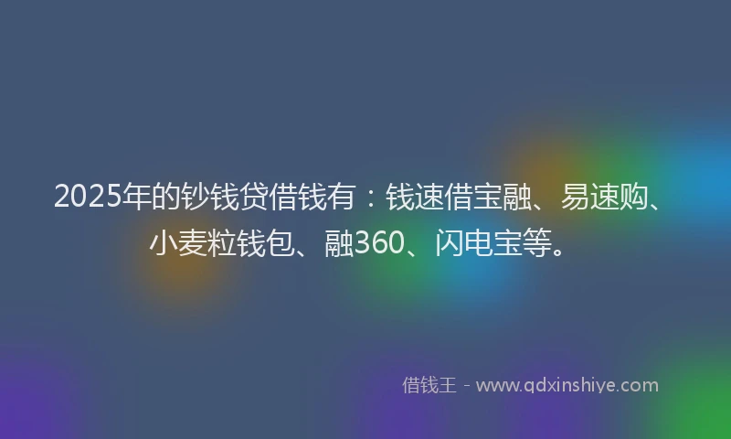 2025年的钞钱贷借钱有：钱速借宝融、易速购、小麦粒钱包、融360、闪电宝等。