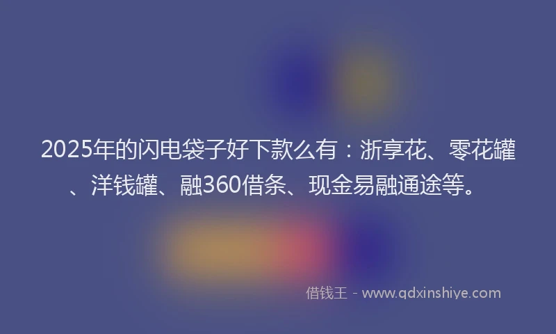 2025年的闪电袋子好下款么有：浙享花、零花罐、洋钱罐、融360借条、现金易融通途等。