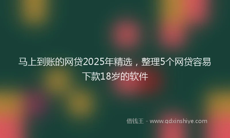 马上到账的网贷2025年精选，整理5个网贷容易下款18岁的软件