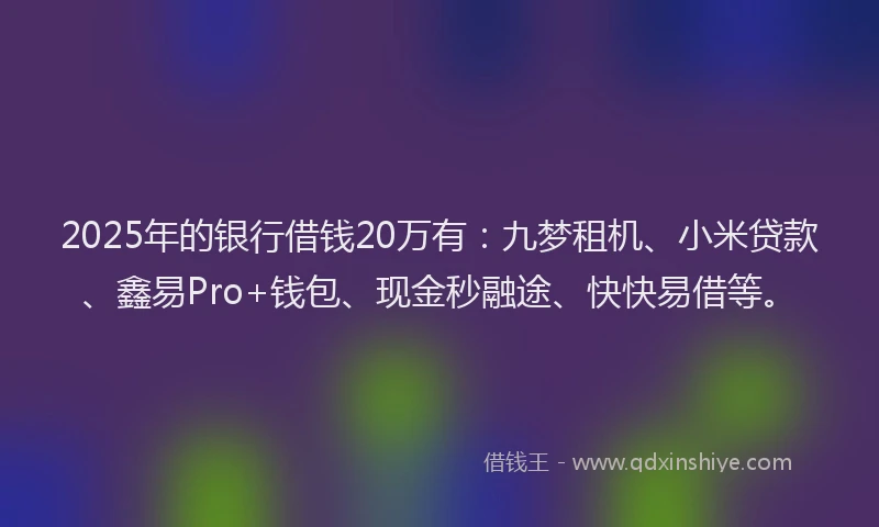 2025年的银行借钱20万有：九梦租机、小米贷款、鑫易Pro+钱包、现金秒融途、快快易借等。