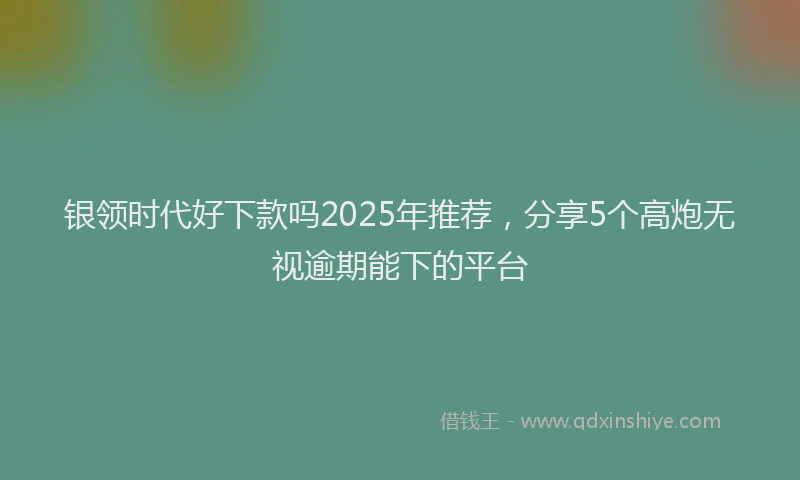 银领时代好下款吗2025年推荐，分享5个高炮无视逾期能下的平台