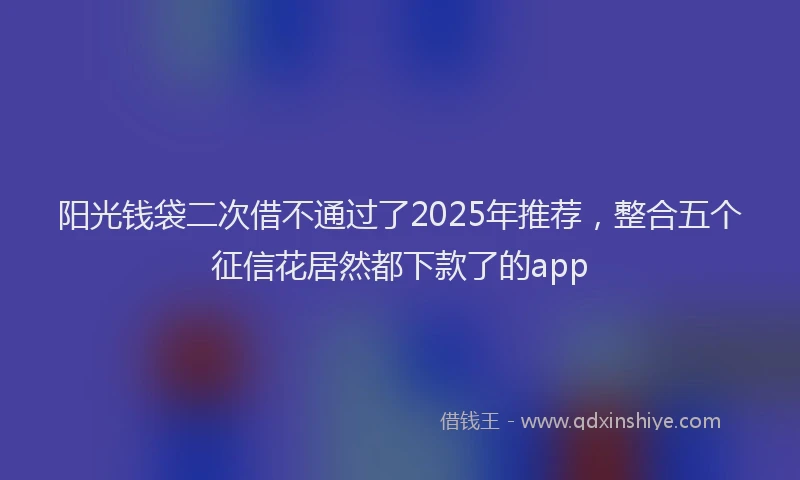 阳光钱袋二次借不通过了2025年推荐，整合五个征信花居然都下款了的app