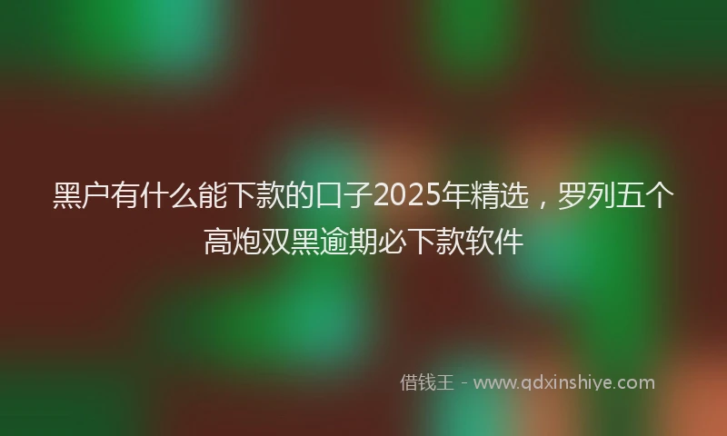 黑户有什么能下款的口子2025年精选，罗列五个高炮双黑逾期必下款软件
