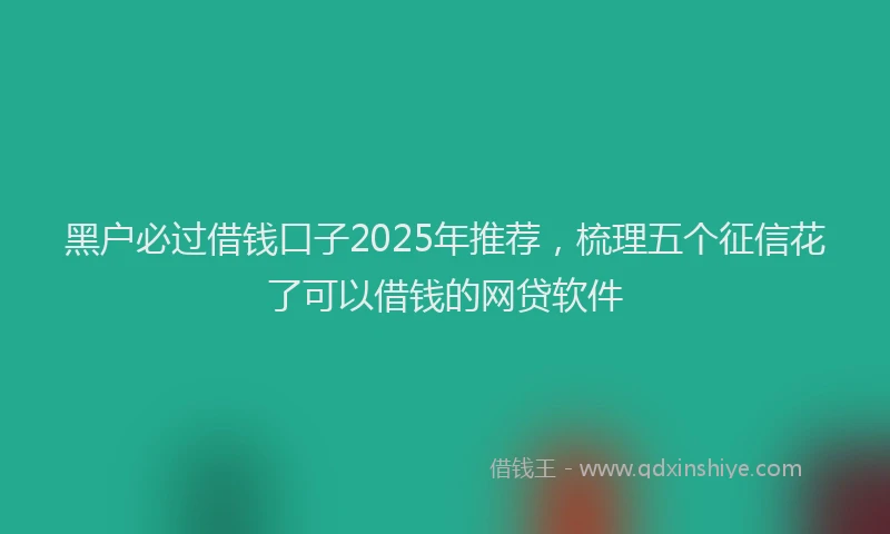 黑户必过借钱口子2025年推荐，梳理五个征信花了可以借钱的网贷软件