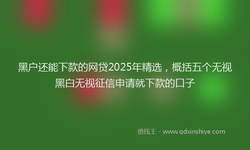 黑户还能下款的网贷2025年精选，概括五个无视黑白无视征信申请就下款的口子