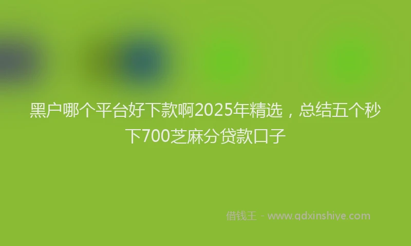 黑户哪个平台好下款啊2025年精选，总结五个秒下700芝麻分贷款口子