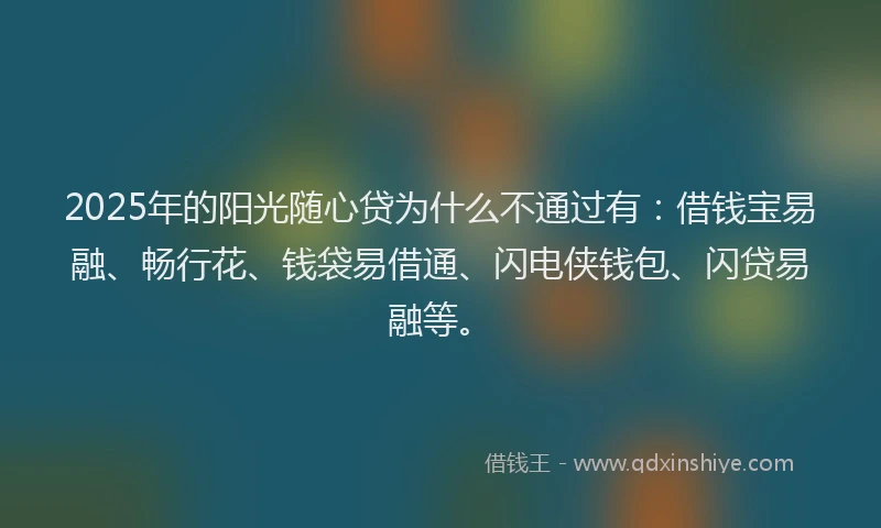 2025年的阳光随心贷为什么不通过有：借钱宝易融、畅行花、钱袋易借通、闪电侠钱包、闪贷易融等。