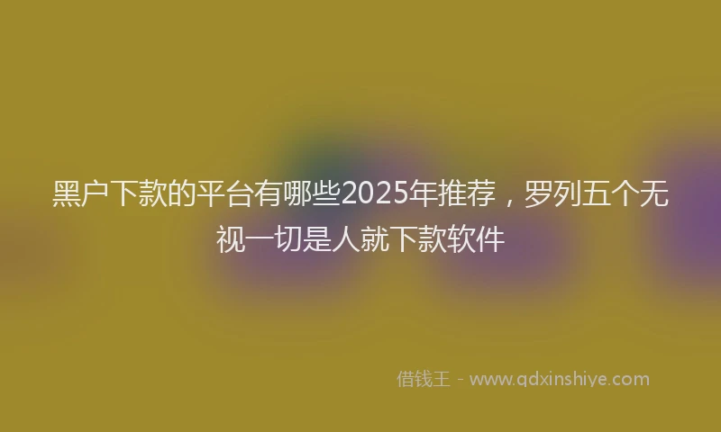 黑户下款的平台有哪些2025年推荐，罗列五个无视一切是人就下款软件