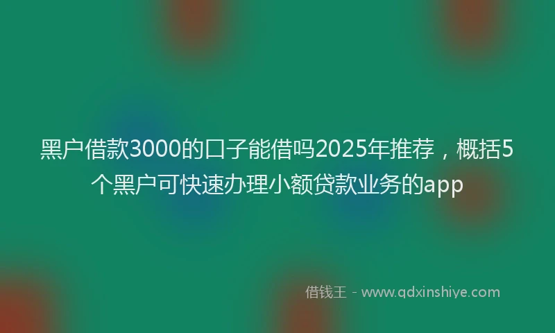 黑户借款3000的口子能借吗2025年推荐，概括5个黑户可快速办理小额贷款业务的app
