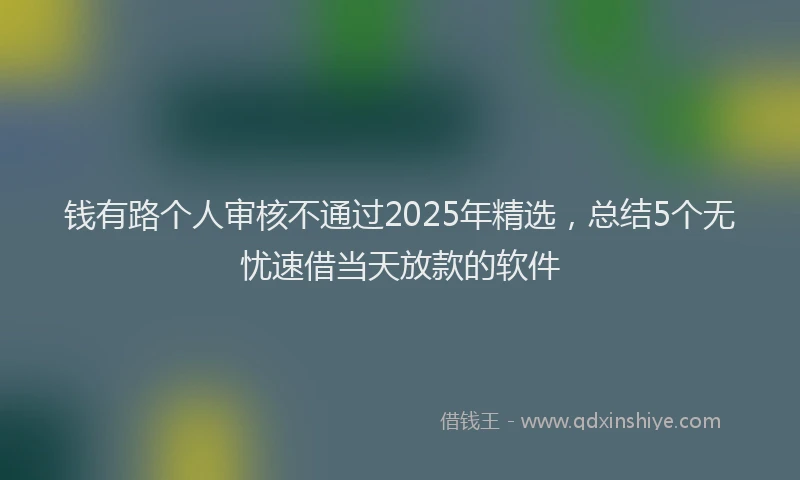 钱有路个人审核不通过2025年精选，总结5个无忧速借当天放款的软件
