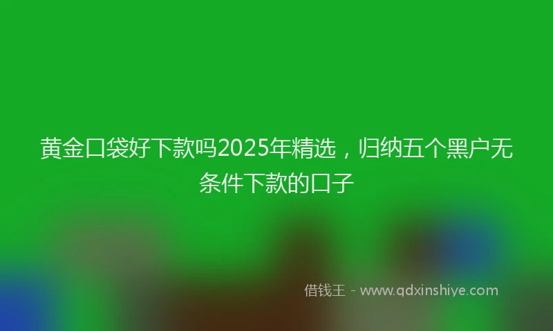 黄金口袋好下款吗2025年精选，归纳五个黑户无条件下款的口子