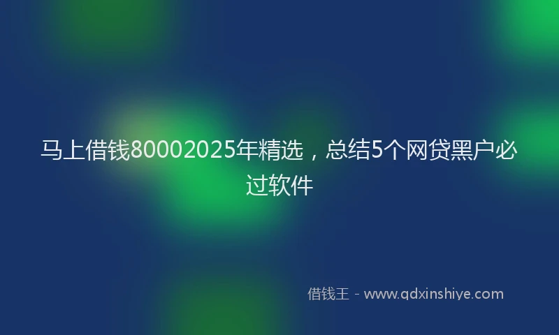 马上借钱80002025年精选，总结5个网贷黑户必过软件