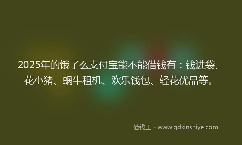 2025年的饿了么支付宝能不能借钱有：钱进袋、花小猪、蜗牛租机、欢乐钱包、轻花优品等。