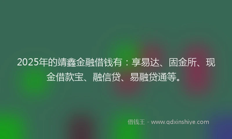 2025年的靖鑫金融借钱有：享易达、固金所、现金借款宝、融信贷、易融贷通等。