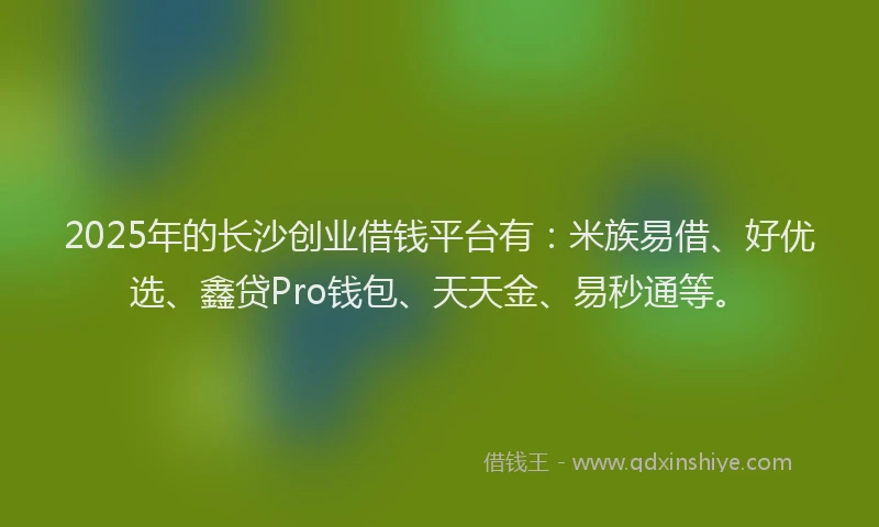 2025年的长沙创业借钱平台有：米族易借、好优选、鑫贷Pro钱包、天天金、易秒通等。