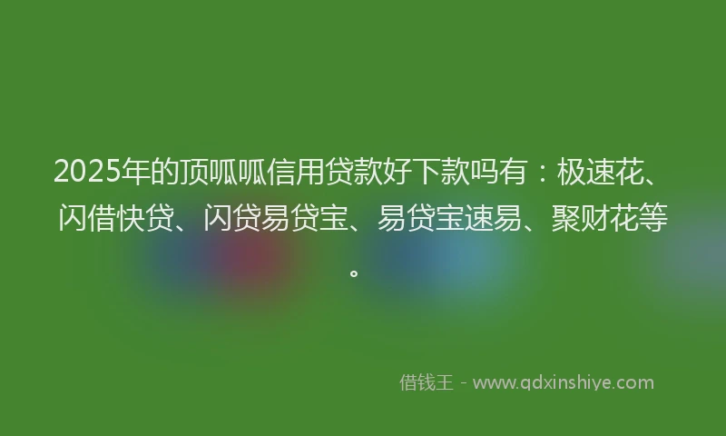 2025年的顶呱呱信用贷款好下款吗有：极速花、闪借快贷、闪贷易贷宝、易贷宝速易、聚财花等。