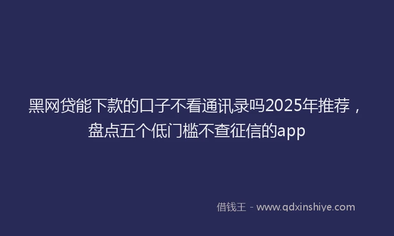 黑网贷能下款的口子不看通讯录吗2025年推荐，盘点五个低门槛不查征信的app