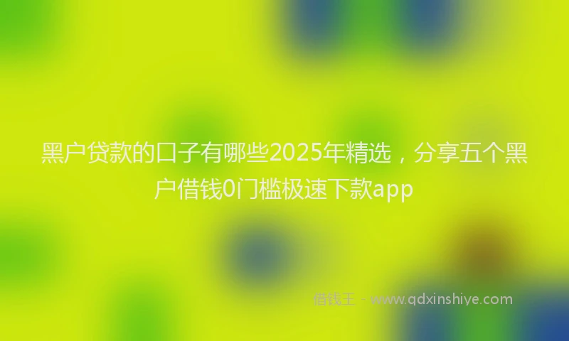 黑户贷款的口子有哪些2025年精选，分享五个黑户借钱0门槛极速下款app