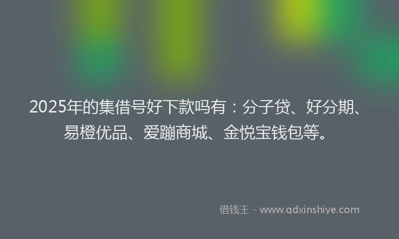 2025年的集借号好下款吗有：分子贷、好分期、易橙优品、爱蹦商城、金悦宝钱包等。