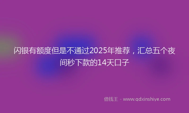 闪银有额度但是不通过2025年推荐，汇总五个夜间秒下款的14天口子